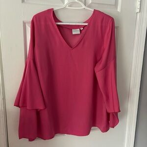 Pink blouse with peplum sleeves